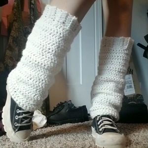 White Crocheted Leg Warmers